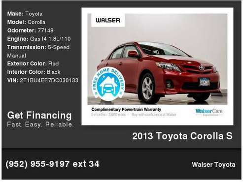 2013 Toyota Corolla S - - by dealer - vehicle for sale in Bloomington, MN