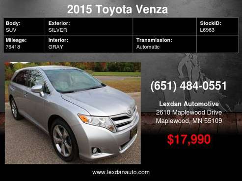 2015 Toyota Venza XLE LEATHER MOONROOF with - cars & trucks - by... for sale in Maplewood, MN