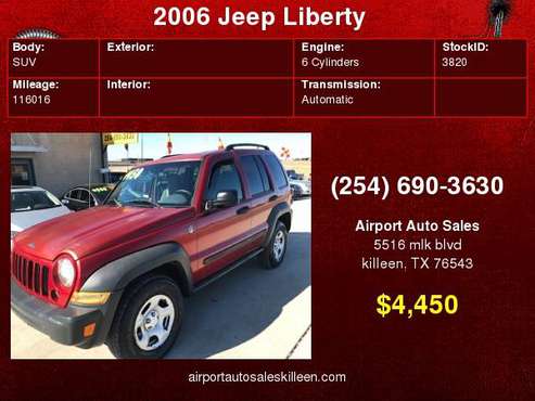 2006 Jeep Liberty 4dr Sport 4WD Low Miles!!! for sale in Killeen, TX