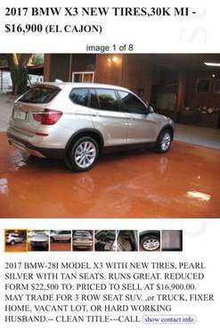 2017 Bmw X3 - cars & trucks - by owner - vehicle automotive sale for sale in Chula vista, CA