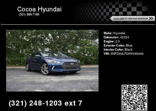 2017 Hyundai Elantra Limited - cars & trucks - by dealer - vehicle... for sale in Cocoa, FL