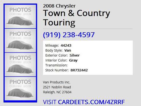 Wheelchair Handicap Accessible Van 2008 Chrysler Town & Country for sale in Raleigh, NC