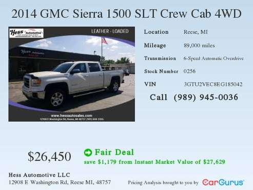 2014 GMC Sierra SLT for sale in Reese, MI
