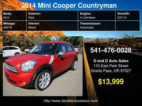 2014 MINI Cooper Countryman FWD 4dr D AND D AUTO for sale in Grants Pass, OR