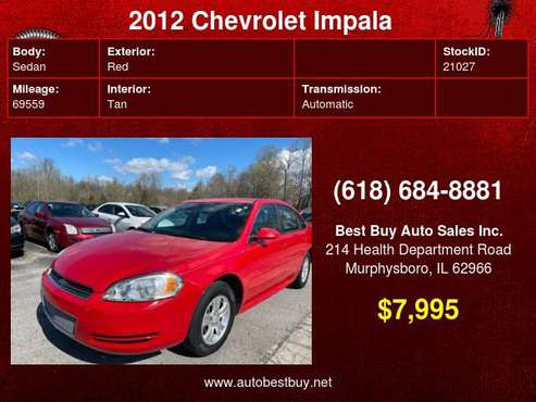 2012 Chevrolet Impala LS 4dr Sedan Call for Steve or Dean - cars & for sale in Murphysboro, IL