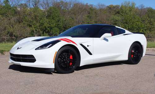 2016 Corvette coupe, White/Red, black wheels, auto, only 4K miles! for sale in Janesville, WI