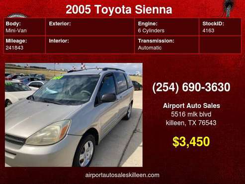 2005 Toyota Sienna 5dr CE 8-Passenger - cars & trucks - by dealer -... for sale in Killeen, TX