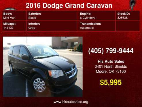 2016 Dodge Grand Caravan 4dr Wgn American Value Pkg - cars & trucks... for sale in MOORE, OK