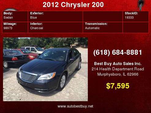 2012 Chrysler 200 Touring 4dr Sedan Call for Steve or Dean for sale in Murphysboro, IL