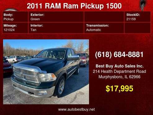 2011 RAM Ram Pickup 1500 Big Horn 4x4 4dr Quad Cab 6 3 ft SB Pickup for sale in Murphysboro, IL