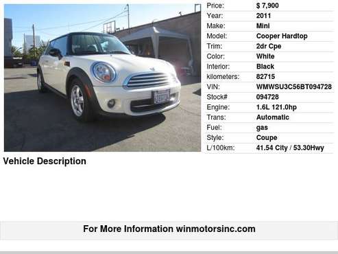 2011 Mini Cooper Hardtop 2dr Cpe - - by dealer for sale in Los Angeles, CA