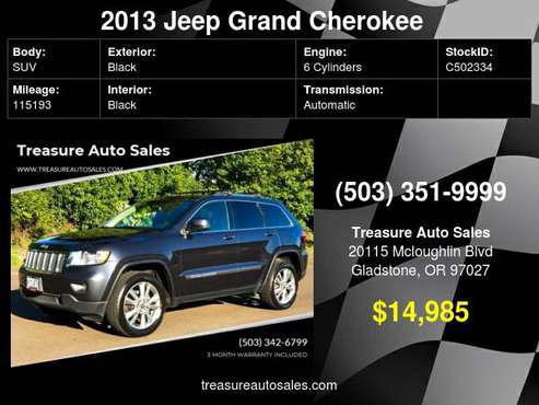 2013 JEEP GRAND CHEROKEE LAREDO 4X4 4DR 1 OWNER SUV 4WD 2014 2015 -... for sale in Gladstone, WA