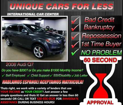 2008 Audi Q7 * Bad Credit ? * W/ $1500 Monthly Income OR $200 DOWN for sale in Lombard, IL