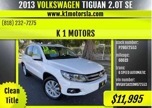 2013 VOLKSWAGEN/TIGUAN/LOW MILEAGE/WHITE/LEATHER SEATS & n for sale in Los Angeles, CA