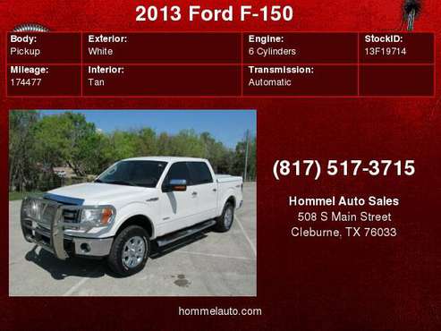 2013 Ford F-150 4WD SuperCrew 145" Lariat for sale in Cleburne, TX