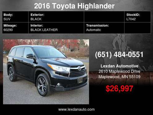 2016 Toyota Highlander XLE AWD LEATHER MOONROOF NAVIGATION with -... for sale in Maplewood, MN