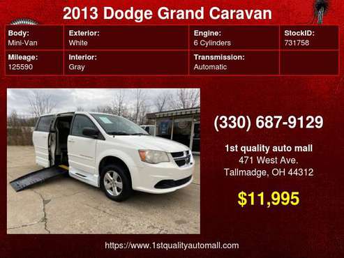 2013 Dodge Grand Caravan HANDICAP WHEELCHAIR VAN CLEAN w/ONLY 125K... for sale in Tallmadge, OH