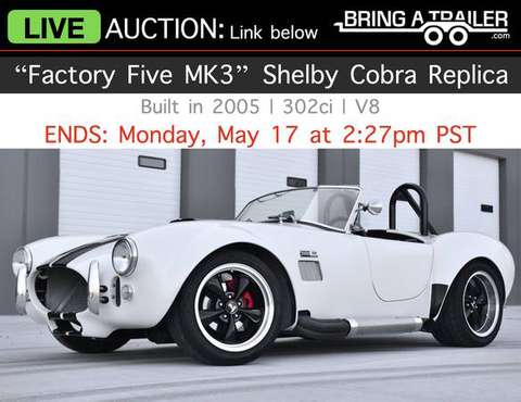 LIVE AUCTION: 1965 Shelby Cobra Replica - Factory Five Five Racing for sale in Los Angeles, CA