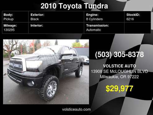 2010 Toyota Tundra 4WD Truck CrewMax 1 OWNER *BLK* 130K LIFTED MAGS... for sale in Milwaukie, OR