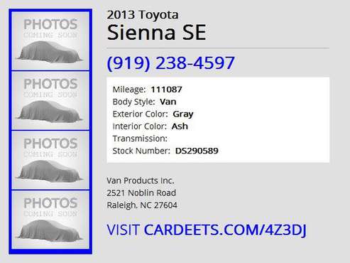 Wheelchair Handicap Accessible Van 2013 Toyota Sienna SE Gray - cars... for sale in Raleigh, NC