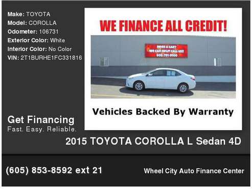 2015 TOYOTA COROLLA L Sedan 4D for sale in Rapid City, SD