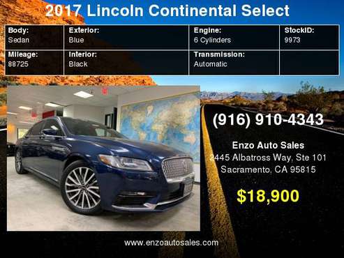 2017 Lincoln Continental Select FWD for sale in Sacramento , CA