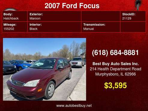 2007 Ford Focus ZX3 S 2dr Hatchback Call for Steve or Dean - cars & for sale in Murphysboro, IL