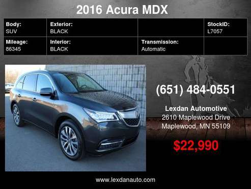 2016 Acura MDX TECHNOLOGY PACKAGE SH-AWD LEATHER NAVIGATION with -... for sale in Maplewood, MN