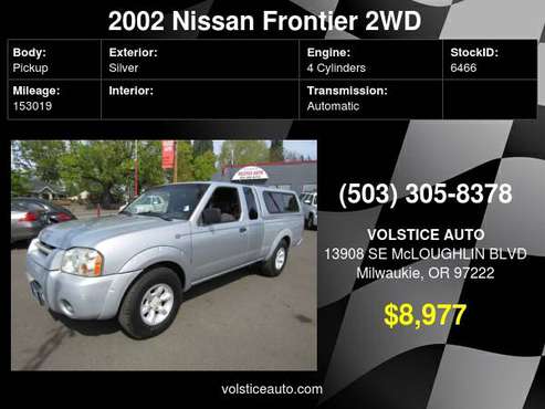 2002 Nissan Other XE King Cab Auto SILVER 2 OWNER CANOPY - cars & for sale in Milwaukie, OR