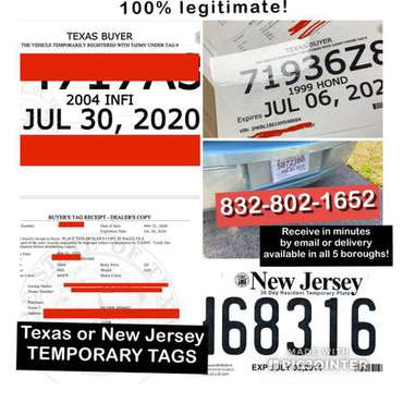 TEMPORARY TAGS & REGISTRATION - - by dealer - vehicle for sale in NEW YORK, NY
