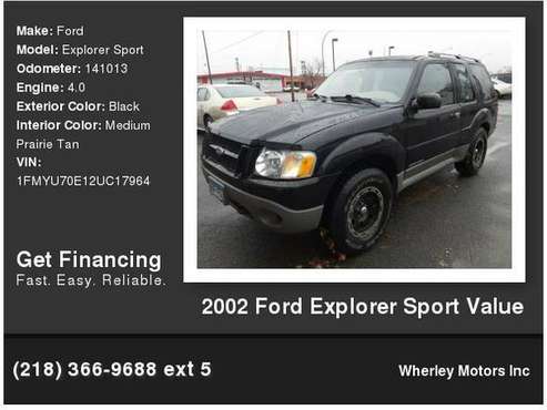 2002 Ford Explorer Sport Value - - by dealer - vehicle for sale in International Falls, MN