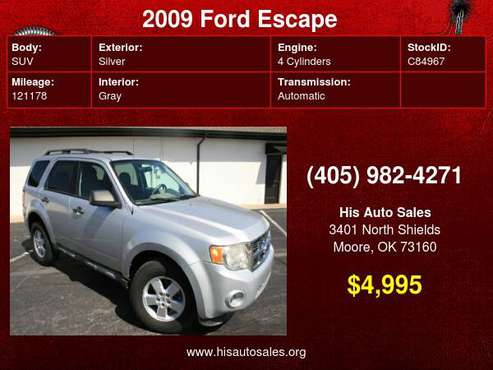 2009 Ford Escape FWD 4dr I4 Auto XLS - - by dealer for sale in MOORE, OK