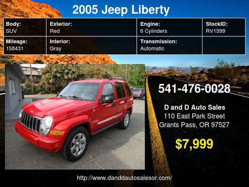 2005 Jeep Liberty 4dr Limited 4WD D AND D AUTO - - by for sale in Grants Pass, OR