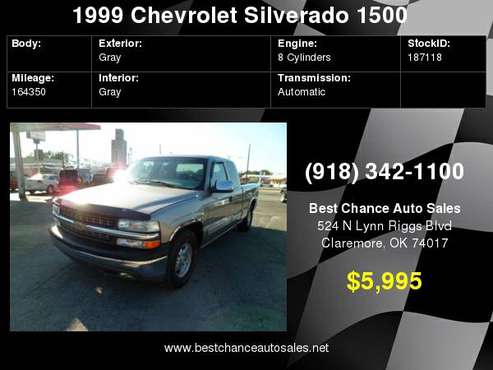 1999 Chevrolet 1500 Ext Cab LS for sale in Claremore, OK