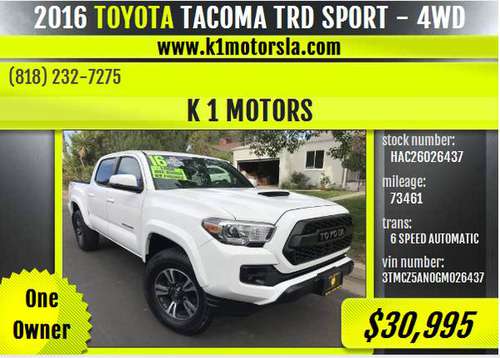 2016 Toyota / Tacoma / TRD Sport 4x4 / White / 1 Owner/ Must See -... for sale in Los Angeles, CA