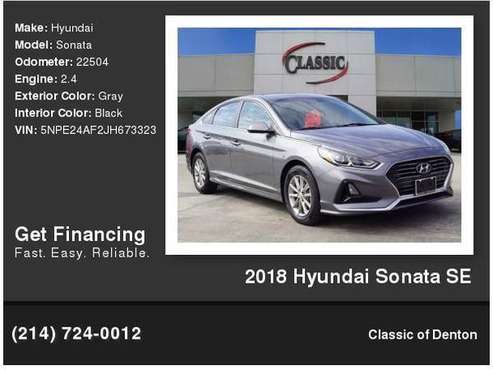 2018 Hyundai Sonata SE - cars & trucks - by dealer - vehicle... for sale in Denton, TX