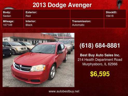 2013 Dodge Avenger SE 4dr Sedan Call for Steve or Dean - cars &... for sale in Murphysboro, IL
