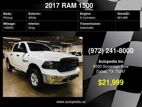 2017 Ram 1500 Express 4x4 Crew Cab 5'7" Box with Engine Oil Cooler -... for sale in Dallas, TX