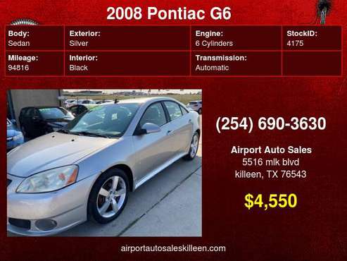 2008 Pontiac G6 4dr Sdn GT !!Leather!!! - cars & trucks - by dealer... for sale in Killeen, TX
