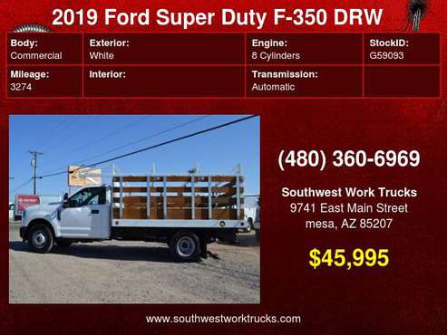 2019 Ford Super Duty F-350 DRW F-350 XL 12 Foot Flat Bed with Rack -... for sale in mesa, TX