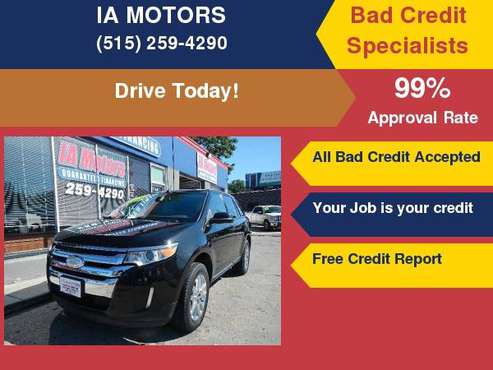 2012 Ford Edge SEL AWD *FR $499 DOWN GUARANTEED FINANCE *EVERYONE IS... for sale in Des Moines, IA