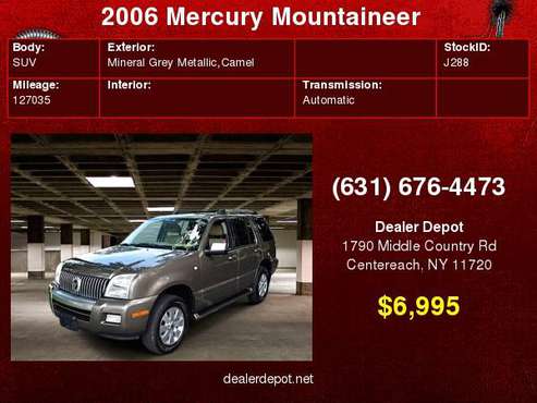 2006 Mercury Mountaineer 4dr Premier w46L AWD for sale in Centereach, NY