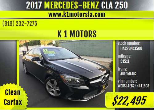 2017 Mercedes Benz / CLA250/ Sport / BLACK / Navigation / Low... for sale in Los Angeles, CA