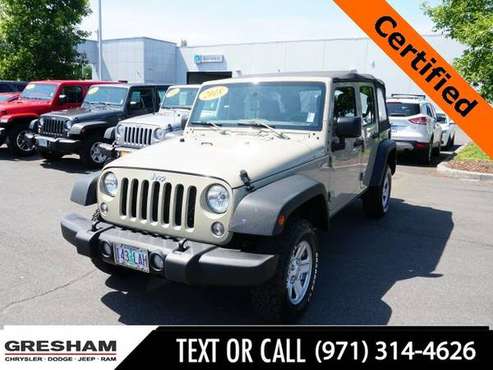 2018 Jeep Wrangler JK 4x4 4WD Certified Unlimited Sport SUV - cars &... for sale in Gresham, OR