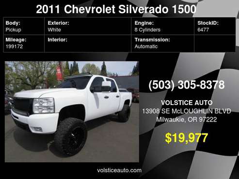 2011 Chevrolet Silverado 1500 4X4 Crew Cab LT WHITE LIFTED WHEELED for sale in Milwaukie, OR
