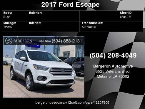 2017 Ford Escape SE for sale in Metairie, LA