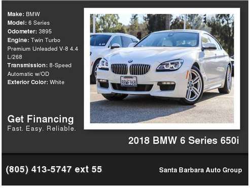 2018 BMW 6 Series 650i - cars & trucks - by dealer - vehicle... for sale in Santa Barbara, CA