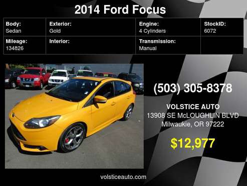 2014 Ford Focus 5dr HB ST YELLOW MANUAL 1 OWNER SUPER SHARP - cars for sale in Milwaukie, OR