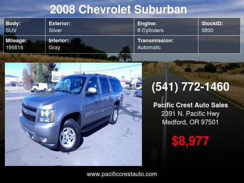 2008 Chevrolet Suburban LT 4WD - cars & trucks - by dealer - vehicle... for sale in Medford, OR