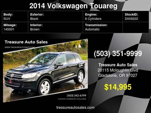 0 DOWN => 2014 Volkswagen Touareg TDI Executive AWD 4dr SUV - cars &... for sale in Gladstone, WA